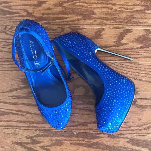 Aldo Shoes - Aldo Royal Blue Rhinestone Heels Sz 37.5